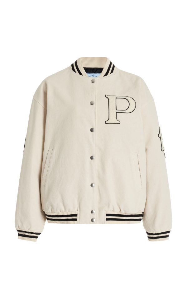 Prada - Oversized Mohair-Wool Varsity Jacket - Ivory - IT 42 - Moda Operandi