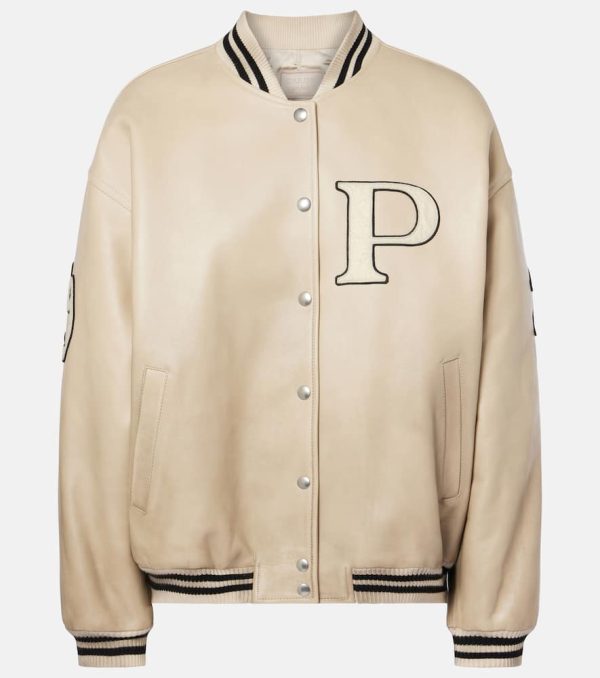 Prada Patch-applique padded leather varsity jacket