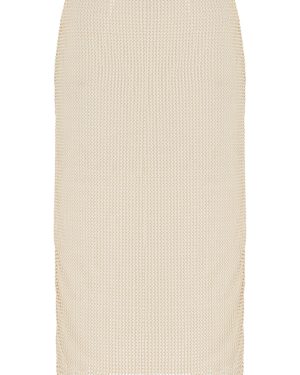 Prada - Pearl-Embroidered Mesh Midi Skirt - Neutral - IT 38 - Moda Operandi