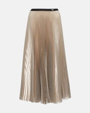 Prada Pleated metallic voile midi skirt
