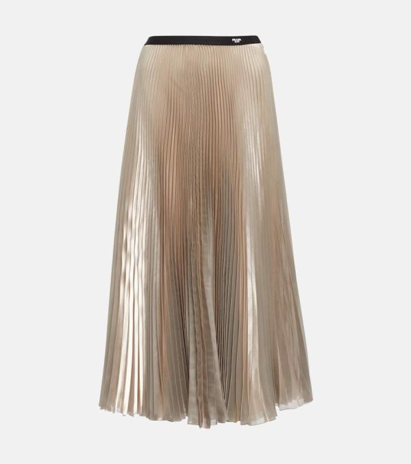 Prada Pleated metallic voile midi skirt