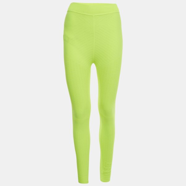 Prada Sport Neon Green Textured Jersey Leggings S/M