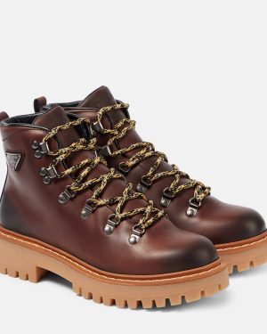 Prada St. Moritz leather lace-up boots