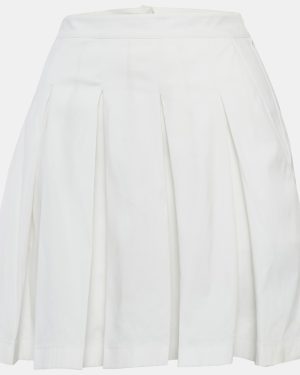 Prada White Cotton Pleated Mini Skirt M