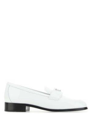 Prada White Leather Loafers