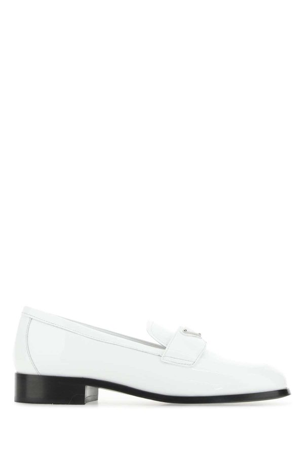 Prada White Leather Loafers
