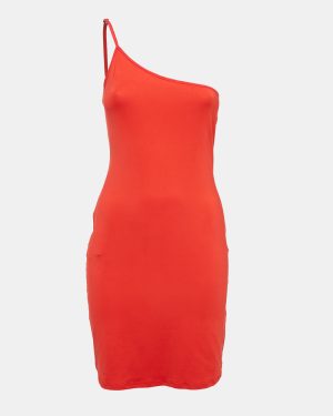 Preen By Thornton Bregazzi Red Jersey One Shoulder Bodycon Dress M
