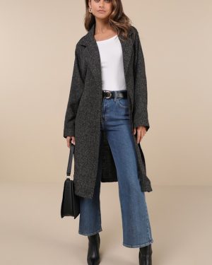 Prepped Perfection Black and White Tweed Trench Coat