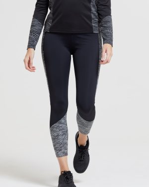 Pro Running Womens Reflective 7/8 Leggings - Black