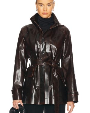 Proenza Schouler Finch Raincoat in Dark Brown & Black - Brown. Size 0 (also in 2).