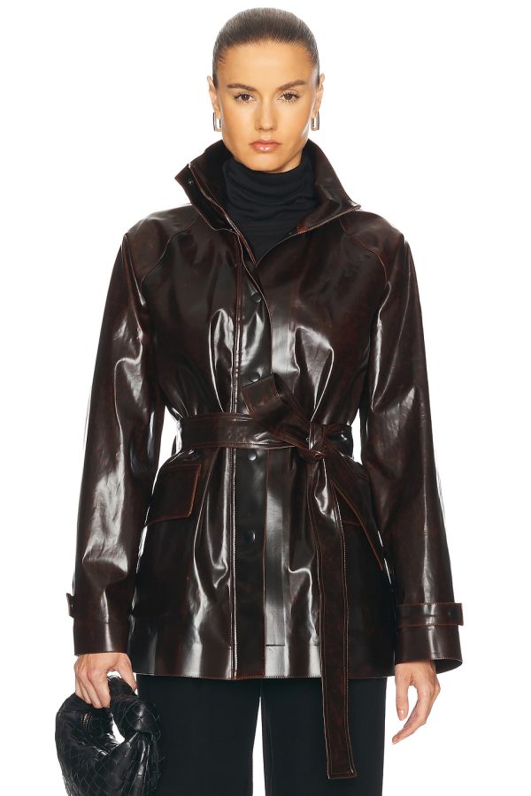 Proenza Schouler Finch Raincoat in Dark Brown & Black - Brown. Size 0 (also in 2).