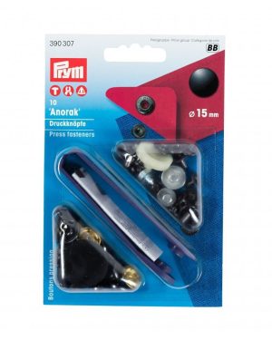Prym Anorak Snaps Press Fasteners Black - per pack of 10