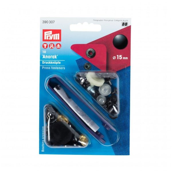 Prym Anorak Snaps Press Fasteners Black - per pack of 10