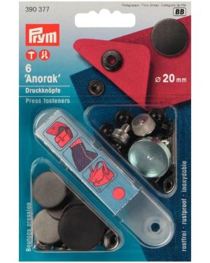 Prym Anorak Snaps Press Fasteners Black - per pack of 6
