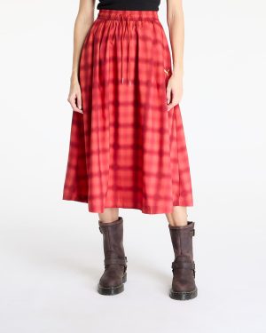 Puma Woven Midi AOP Pleated Skirt Red Fire XS