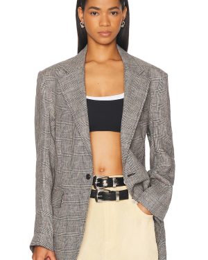 R13 Oversized Ragged Blazer in Black & White Glen Plaid - Grey. Size L (also in M, S).