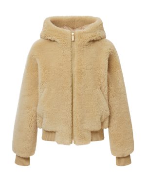 R2W - Wool Hooded Bomber Jacket - Nude - OS - Moda Operandi