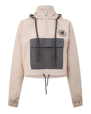 RED RUN Cropped Windbreaker - Beige