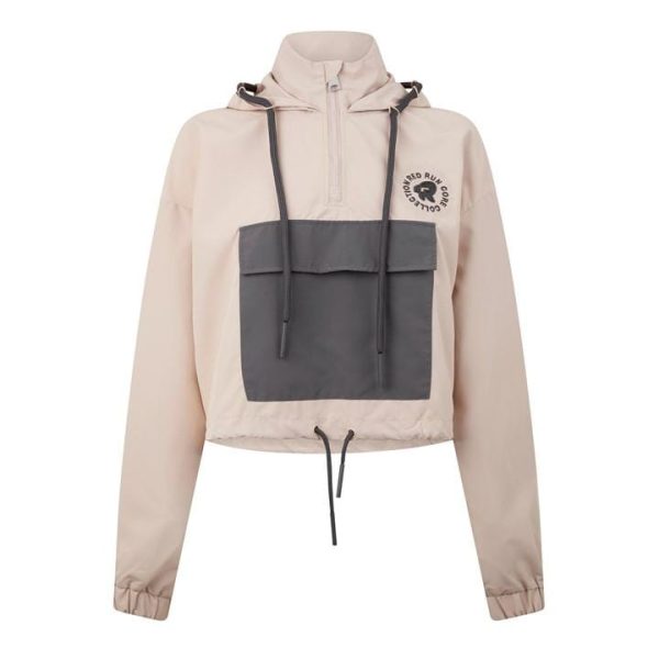 RED RUN Cropped Windbreaker - Beige