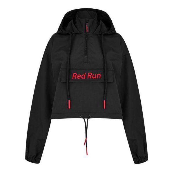RED RUN Inky Cropped Windbreaker - Black