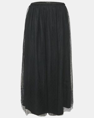 RED Valentino Black Tulle Midi Skirt M