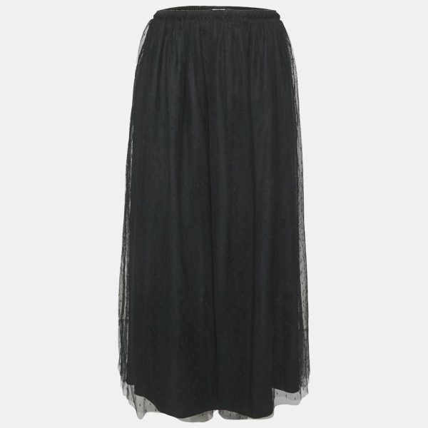 RED Valentino Black Tulle Midi Skirt M
