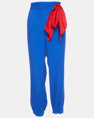 RED Valentino Blue Silk Contrast Tie Detail Joggers M