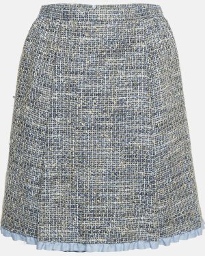 RED Valentino Blue Tweed Ruffled Mini Skirt L