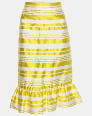 RED Valentino Mimosa Viscose Blend Striped Midi Skirt M