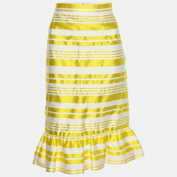 RED Valentino Mimosa Viscose Blend Striped Midi Skirt M