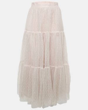 RED Valentino Pink Tulle Tiered Maxi Skirt S