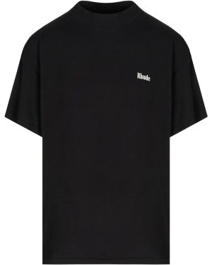RHUDE CLASSIC MOCK NECK T SHIRT Size: S, colour: BLACK