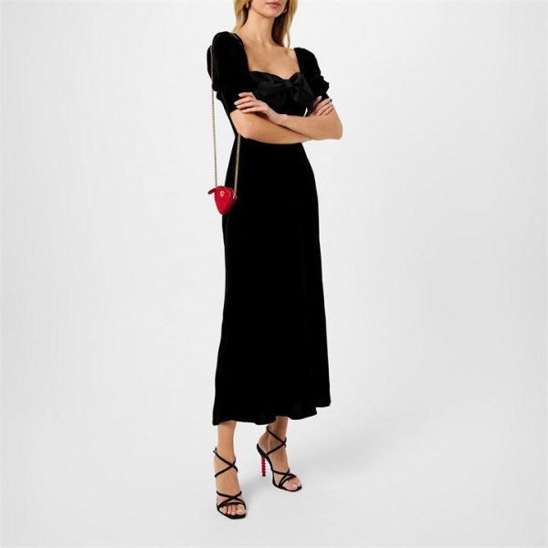 RIXO Celia Silk Velvet Dress - Black