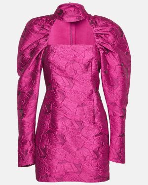 ROTATE Birger Christensen Pink Cut-Out Kaya Jacquard Mini Dress S