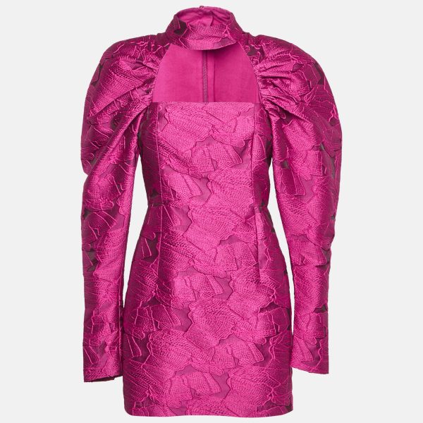ROTATE Birger Christensen Pink Cut-Out Kaya Jacquard Mini Dress S