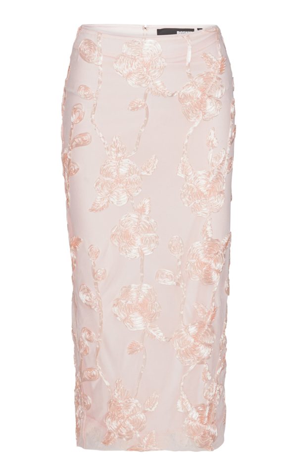 ROTATE - Floral-Appliqud Mesh Midi Skirt - Light Pink - EU 36 - Moda Operandi