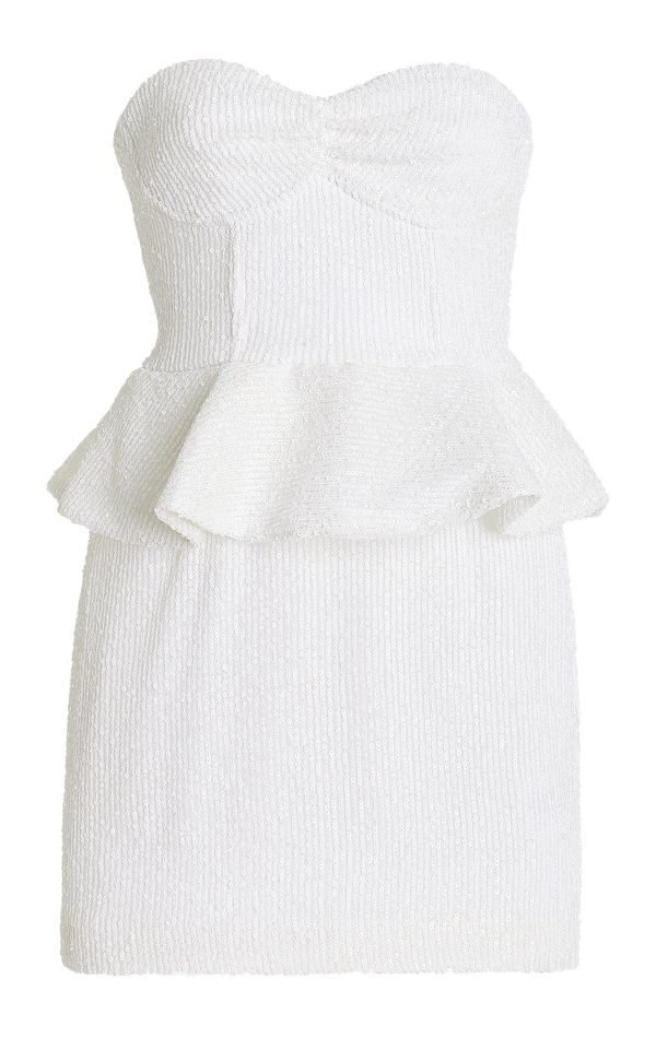 ROTATE - Peplum Sequin Mini Dress - White - EU 40 - Moda Operandi