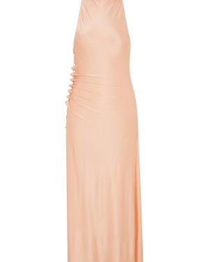 Rabanne - Button-Embellished Stretch-Satin Halter Dress - Pink - FR 38 - Only At Moda Operandi