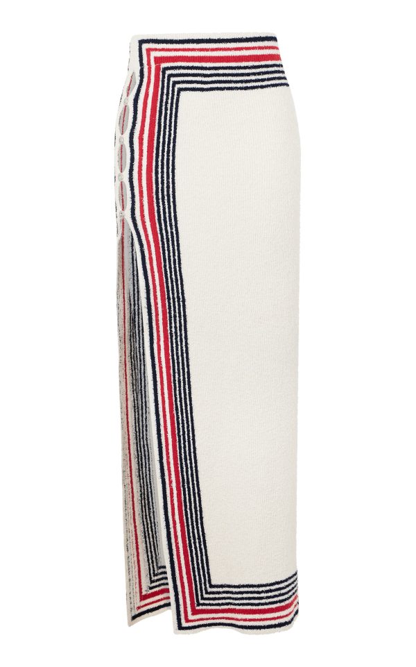 Rabanne - Buttoned Cotton-Blend Maxi Skirt - Stripe - M - Moda Operandi