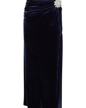 Rabanne Crystal-embellished Velvet Maxi Skirt - Navy - 34 (UK6 /xs)