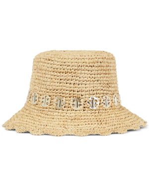 Rabanne Embellished raffia bucket hat