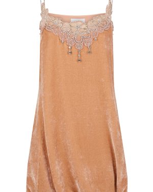 Rabanne - Embroidered Velvet Mini Dress - Light Pink - FR 42 - Moda Operandi