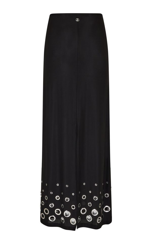 Rabanne - Eyelet-Detailed Cupro Maxi Skirt - Black - FR 34 - Moda Operandi