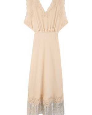 Rabanne Lace-embellished Satin Maxi Dress - Cream - 38 (UK10 / S)