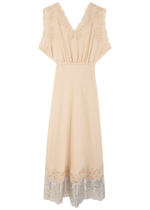 Rabanne Lace-embellished Satin Maxi Dress - Cream - 38 (UK10 / S)