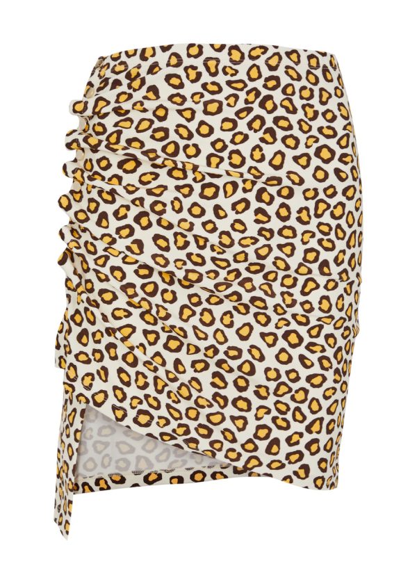 Rabanne Leopard-print Ruched Stretch-jersey Mini Skirt - 10