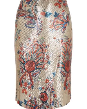 Rabanne Printed Chainmail Wrap Skirt - Gold - 10