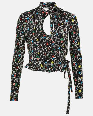 Rabanne Printed wrap crop top