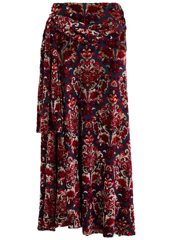 Rabanne Velvet Devor Midi Skirt - Multi Print - 40 (UK12 / M)