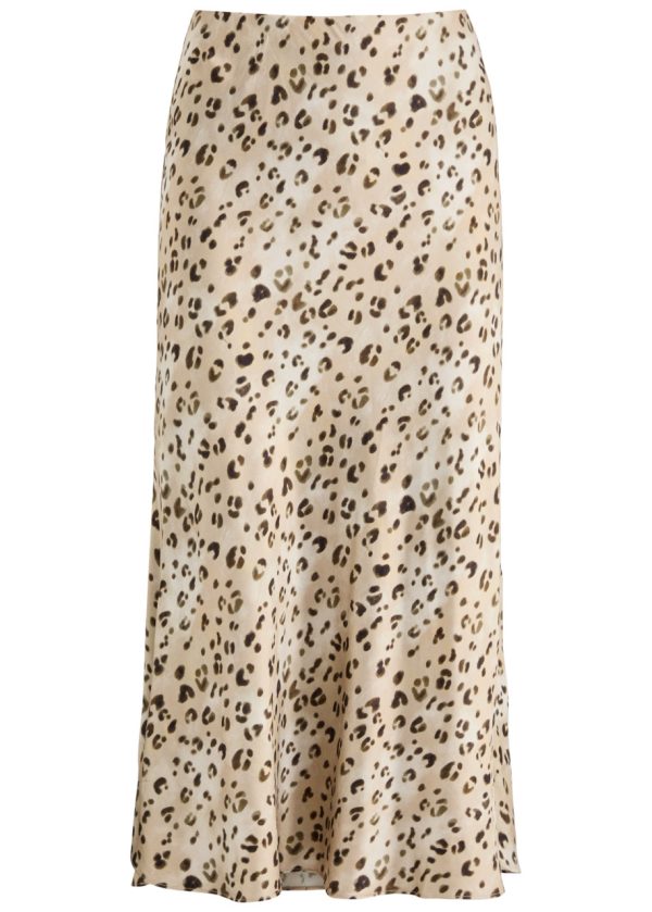 Rails Anya Leopard-print Satin Midi Skirt - S (UK8-10 / S)